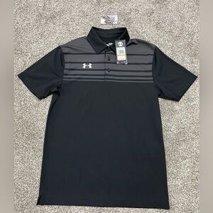 New Under Armour Victor Polo Golf Shirt Black Grey PGA Tour Mens Small S